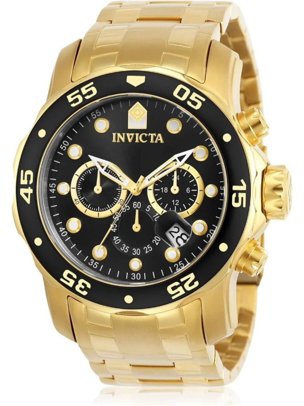 Men's Gold & Black Pro Diver Collection Chronograph Stainless Steel Case Watches